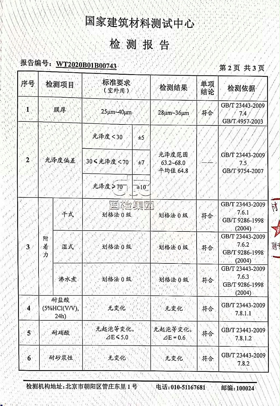 陶瓷涂料檢測報告_英特寶水性環(huán)保陶瓷漆涂料